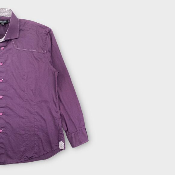 Bogosse Dress Shirt Mens 3XL 18 ½ Aramis Blank Stitch Purple Cutaway French Cuff - Picture 4 of 16